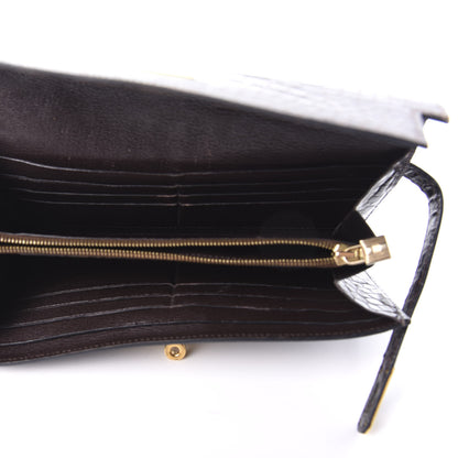 Hermes Matte Alligator Kelly Longue Wallet Chocolate 5 of 13