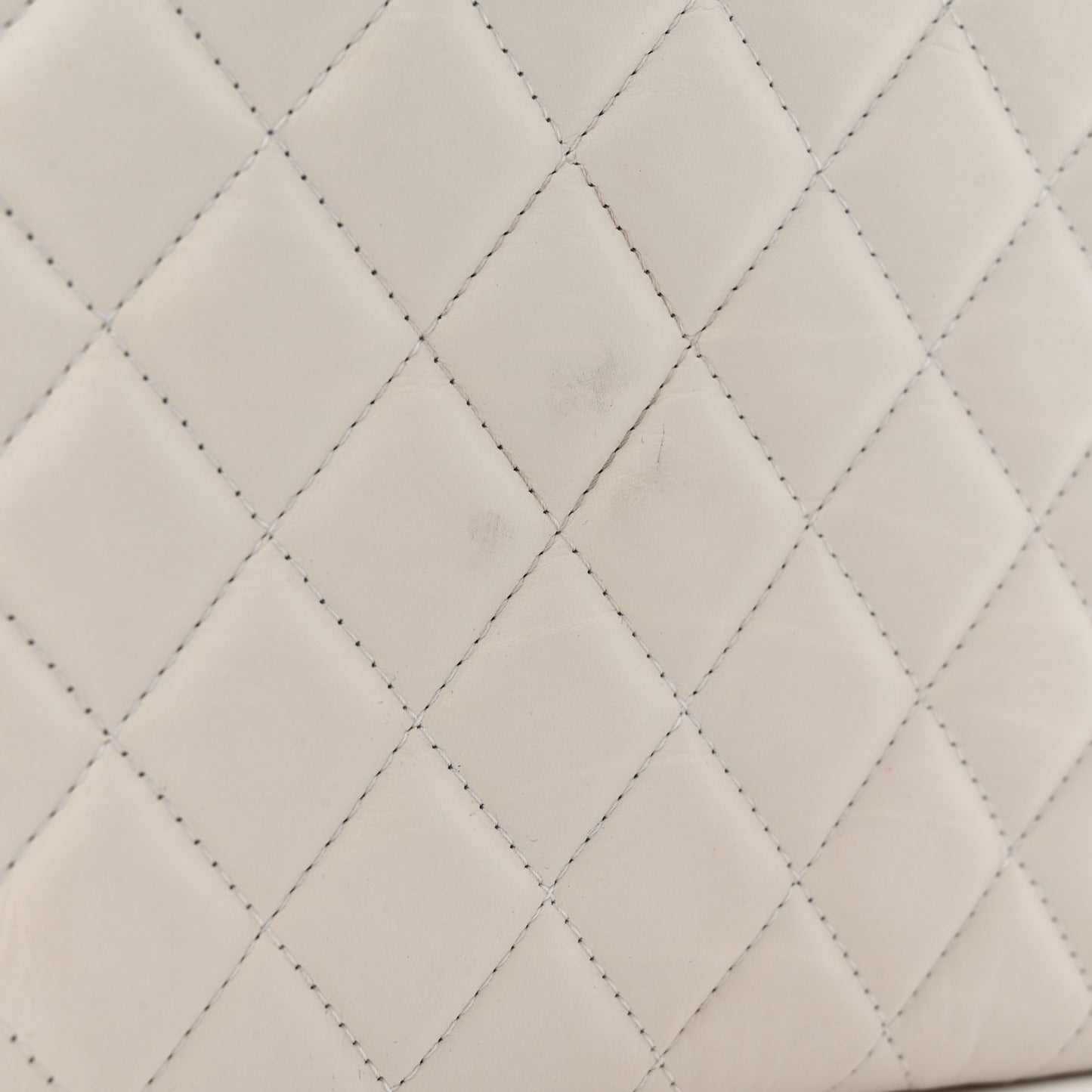 Calfskin Quilted Logo Flap Case White