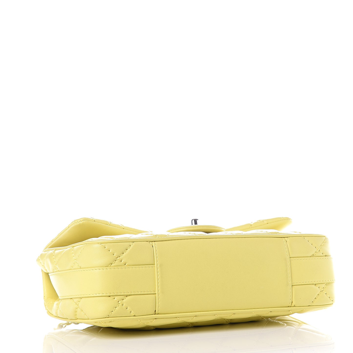 Lambskin Quilted Medium Easy Carry Flap Yellow