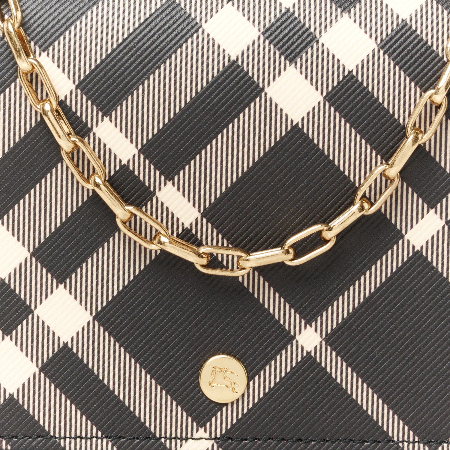 Burberry Check Chain Strap Wallet Black Calico 7 of 9