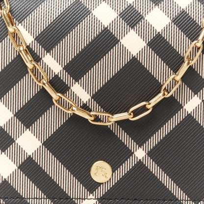Burberry Check Chain Strap Wallet Black Calico 7 of 9
