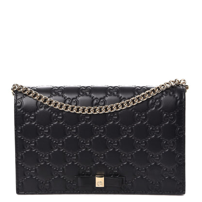 Gucci Guccissima Signature Bowy Chain Wallet Black 1 of 7
