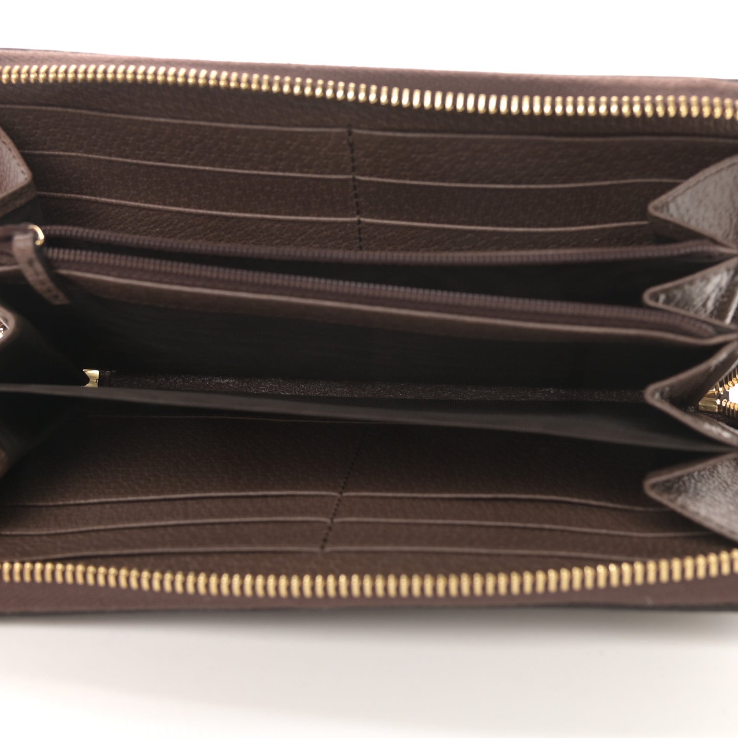 GG Supreme Monogram Web Ophidia Zip Around Wallet Brown