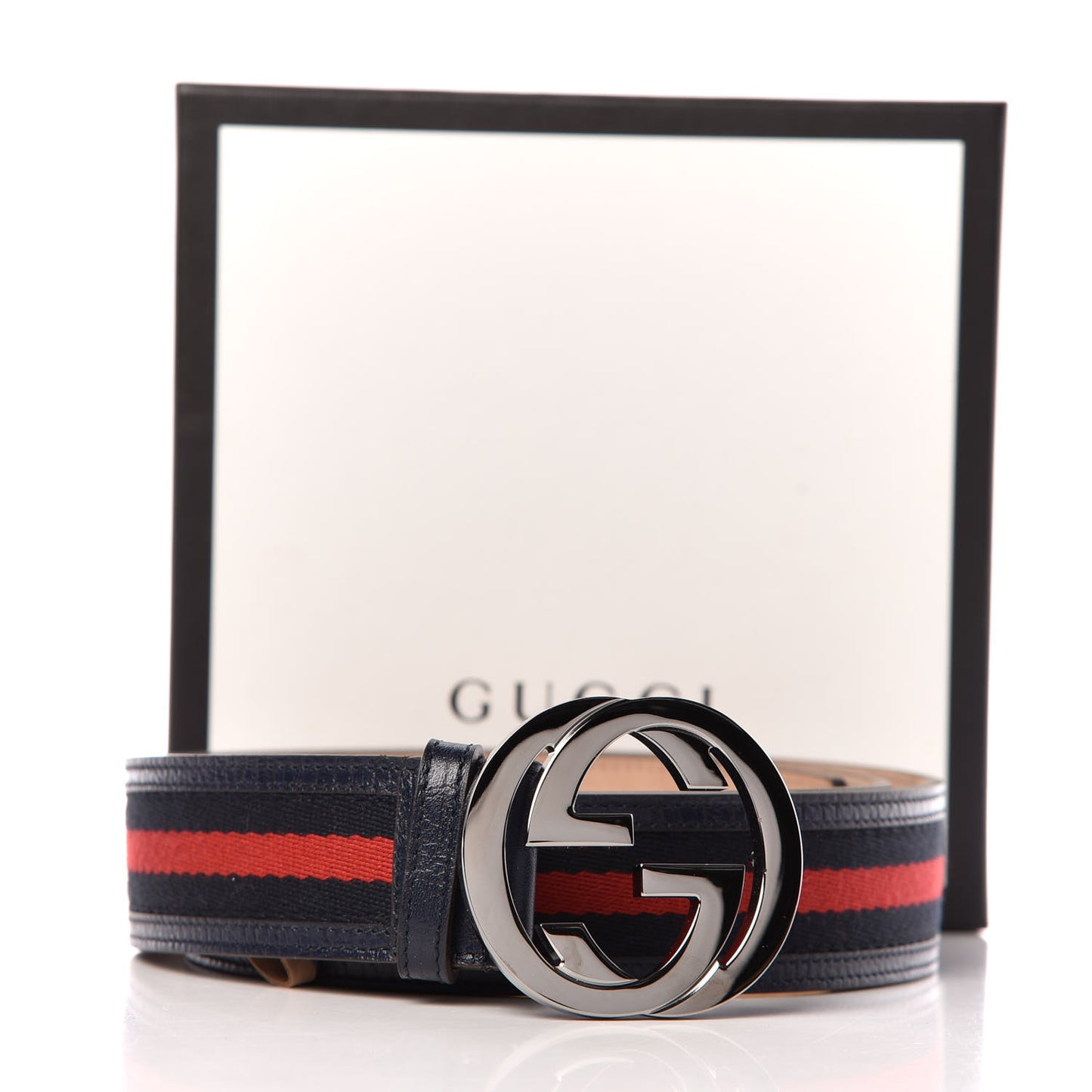 Calfskin Web Interlocking G Belt 120 48 Navy