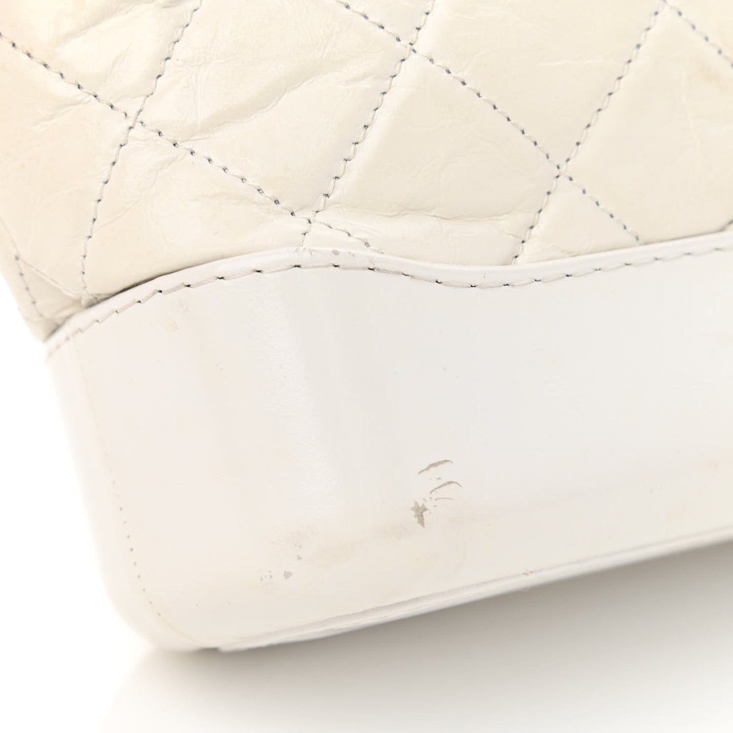 Aged Calfskin Quilted Small Gabrielle Hobo White