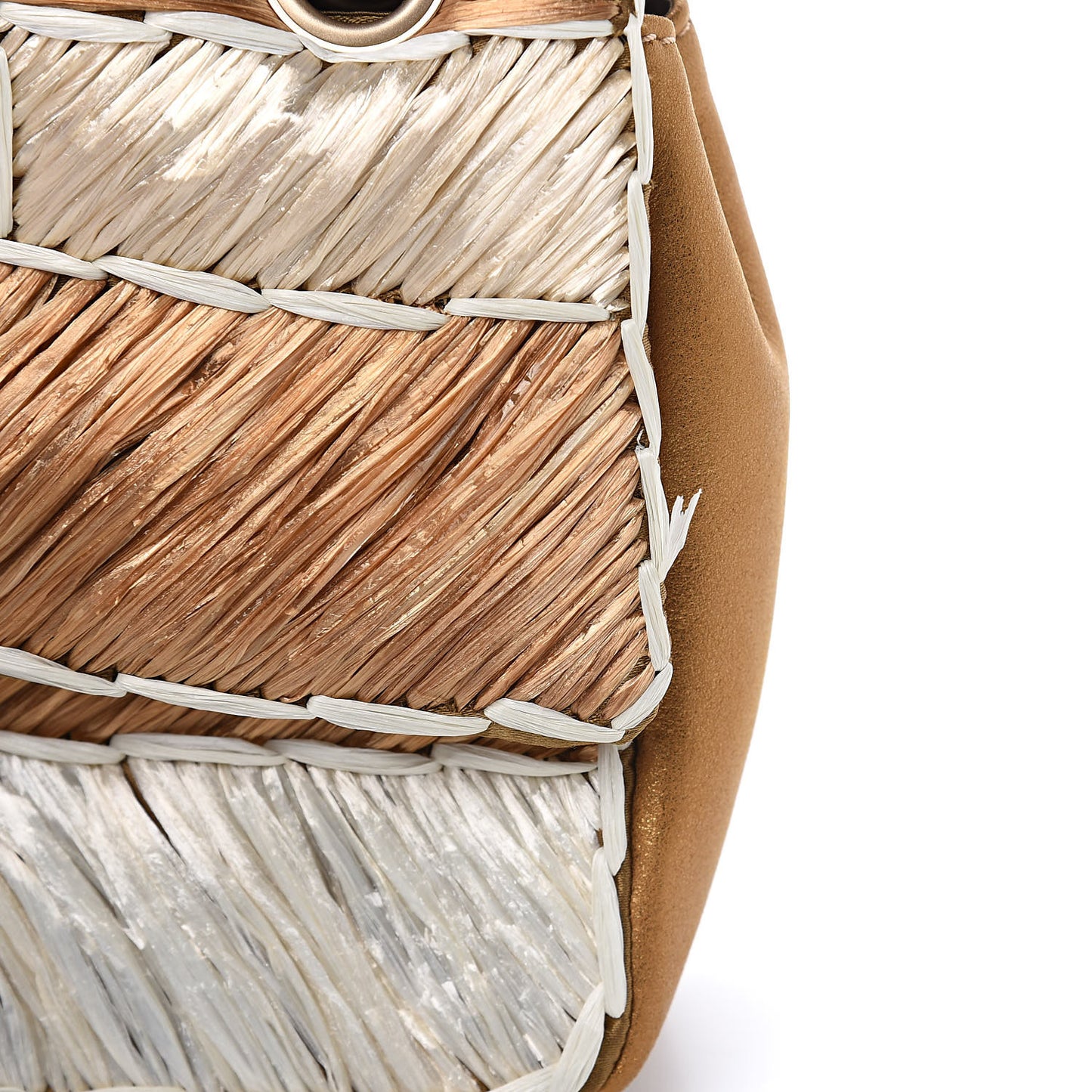 Metallic Woven Raffia Patchwork Single Flap Green