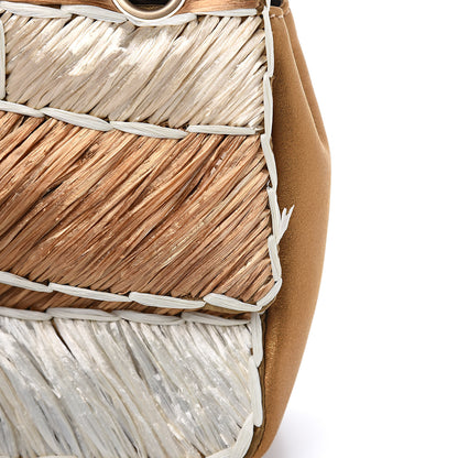 Chanel Metallic Woven Raffia Patchwork Single Flap Green 10 of 11