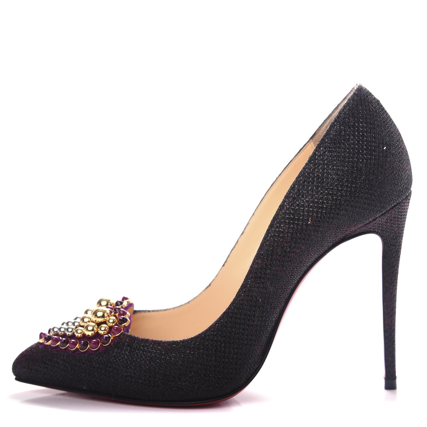 Christian Louboutin Glitter Tisse Veau Velours Coralta Mia 100 Pumps 36 Version Black 1 of 9