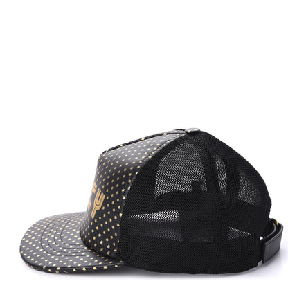 Gucci X SEGA Calfskin GUCCY Stars Baseball Hat S Black Gold 4 of 9
