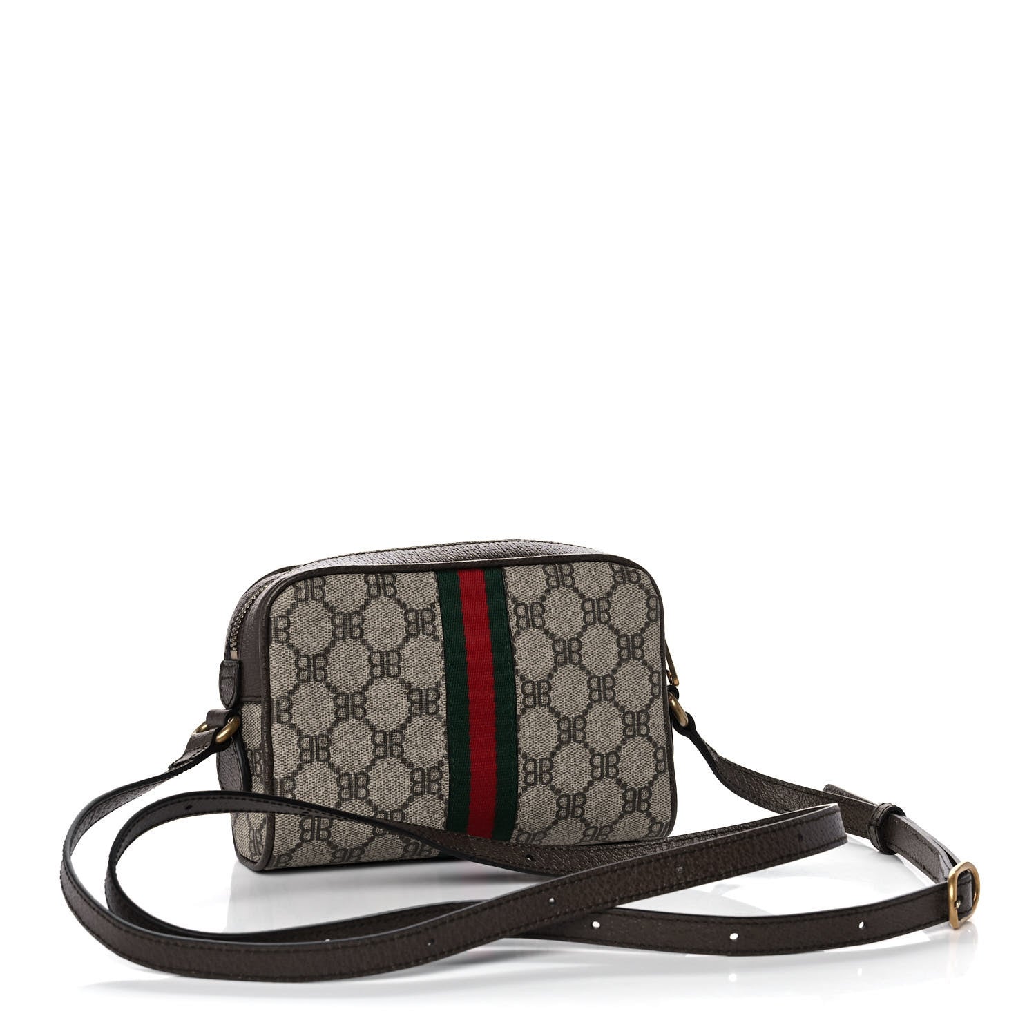 Gucci X BALENCIAGA BB Supreme Monogram Web Mini Ophidia Shoulder Bag Beige New Acero 3 of 12