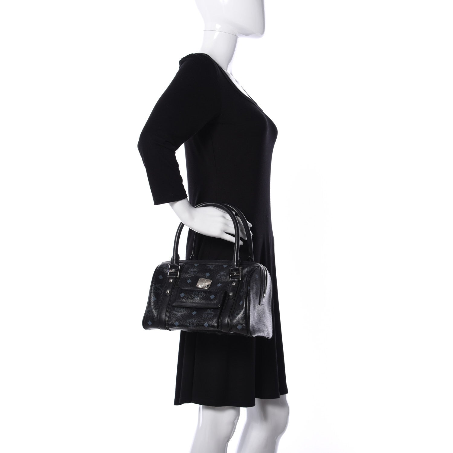 MCM Visetos Small Boston Bag Black 3 of 17