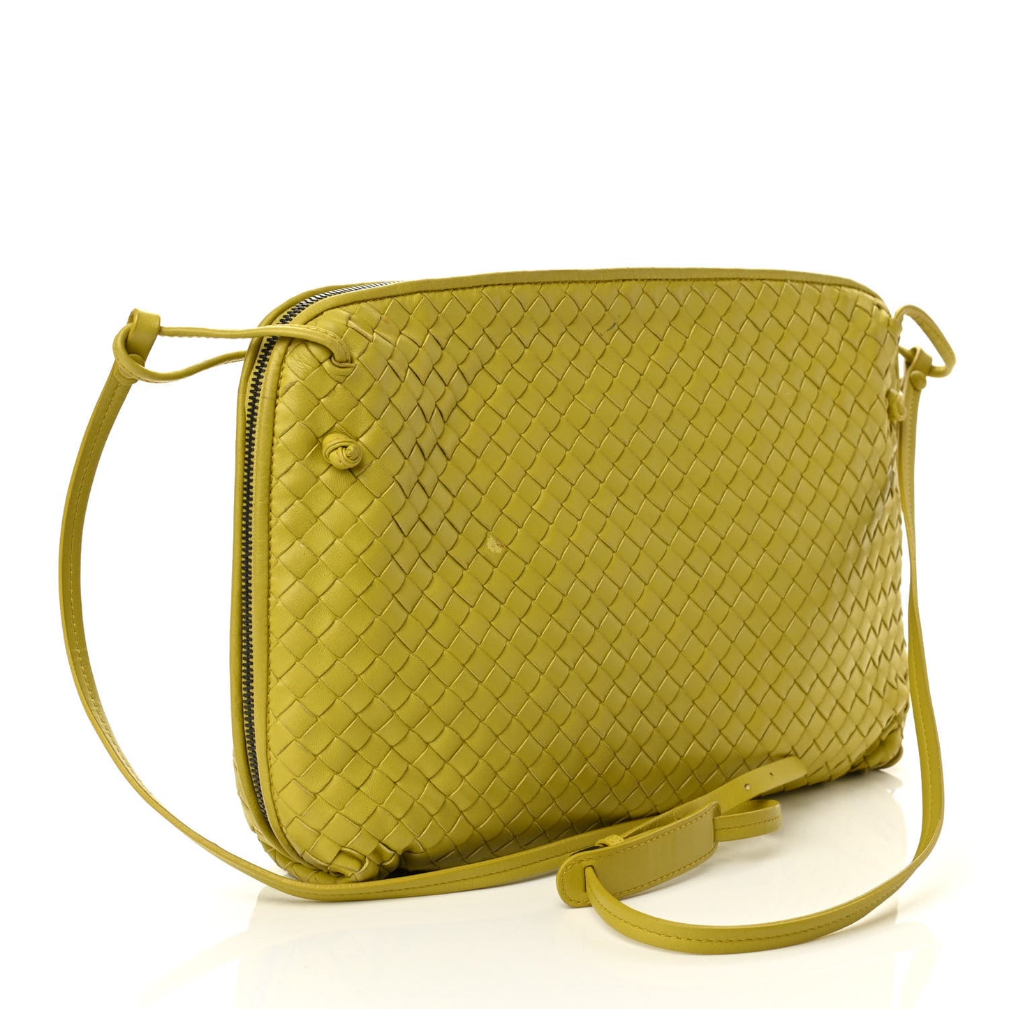Nappa Intrecciato Large Nodini Crossbody Messenger Kiwi