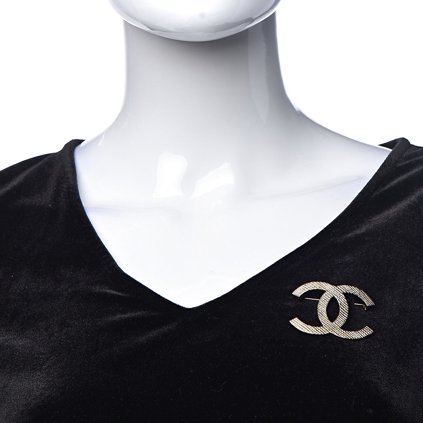 Quilted CC Brooch Light Gold