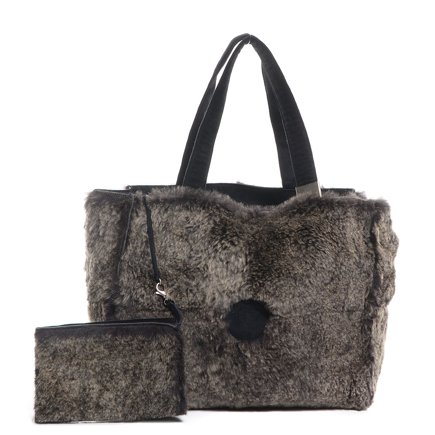 Lapin Rabbit Fur Tote w Cosmetic Pouch