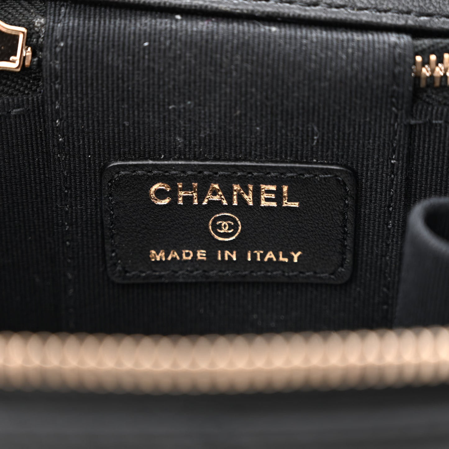 Lambskin Quilted Top Handle Mini Vanity Case With Chain Black