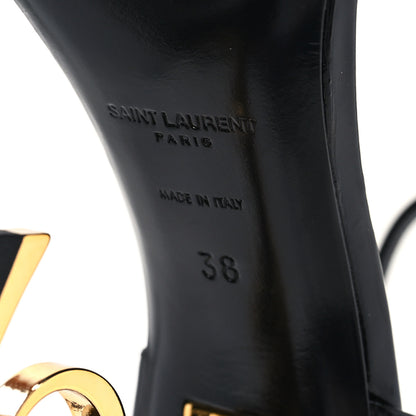 Saint Laurent Patent Calfskin Opyum 110 Sandals 38 Black Gold 7 of 10