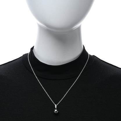 Mikimoto 18K White Gold Diamond Black South Sea Pearl 9.5mm Pendant Necklace 2 of 6