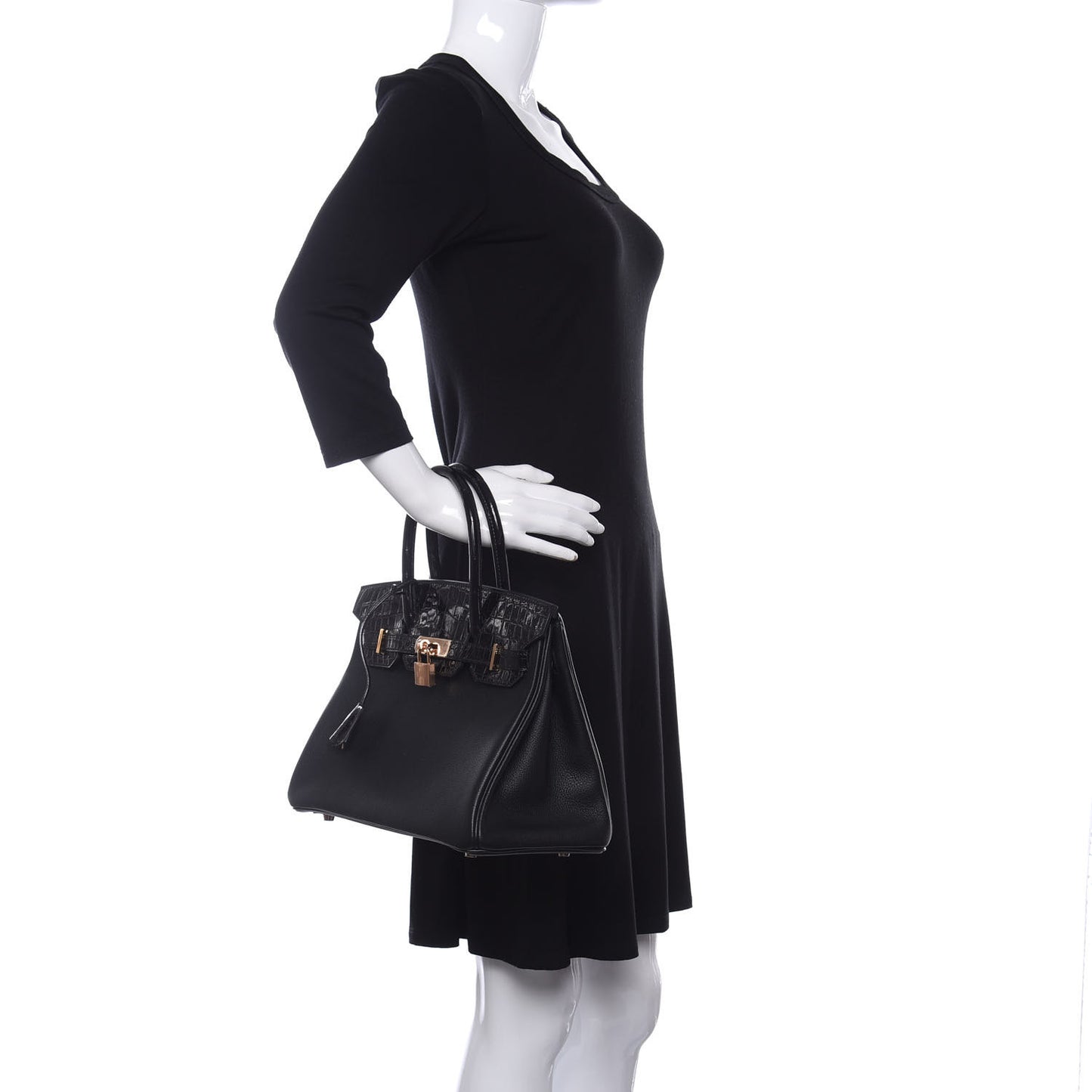 Taurillon Novillo Shiny Niloticus Crocodile Birkin Touch 30 Black
