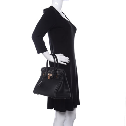 Hermes Taurillon Novillo Shiny Niloticus Crocodile Birkin Touch 30 Black 2 of 11