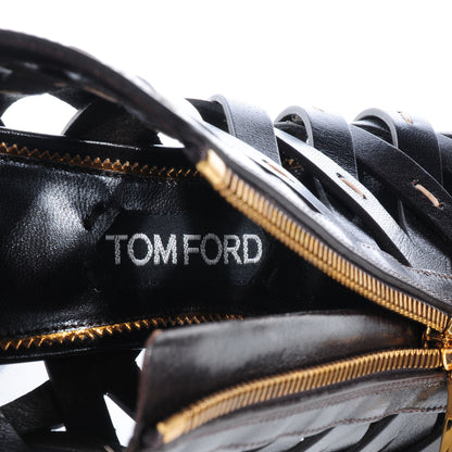 Tom Ford Leather Hand-Stitched Lattice Zebra Booties Dark Brown 38 6 of 6