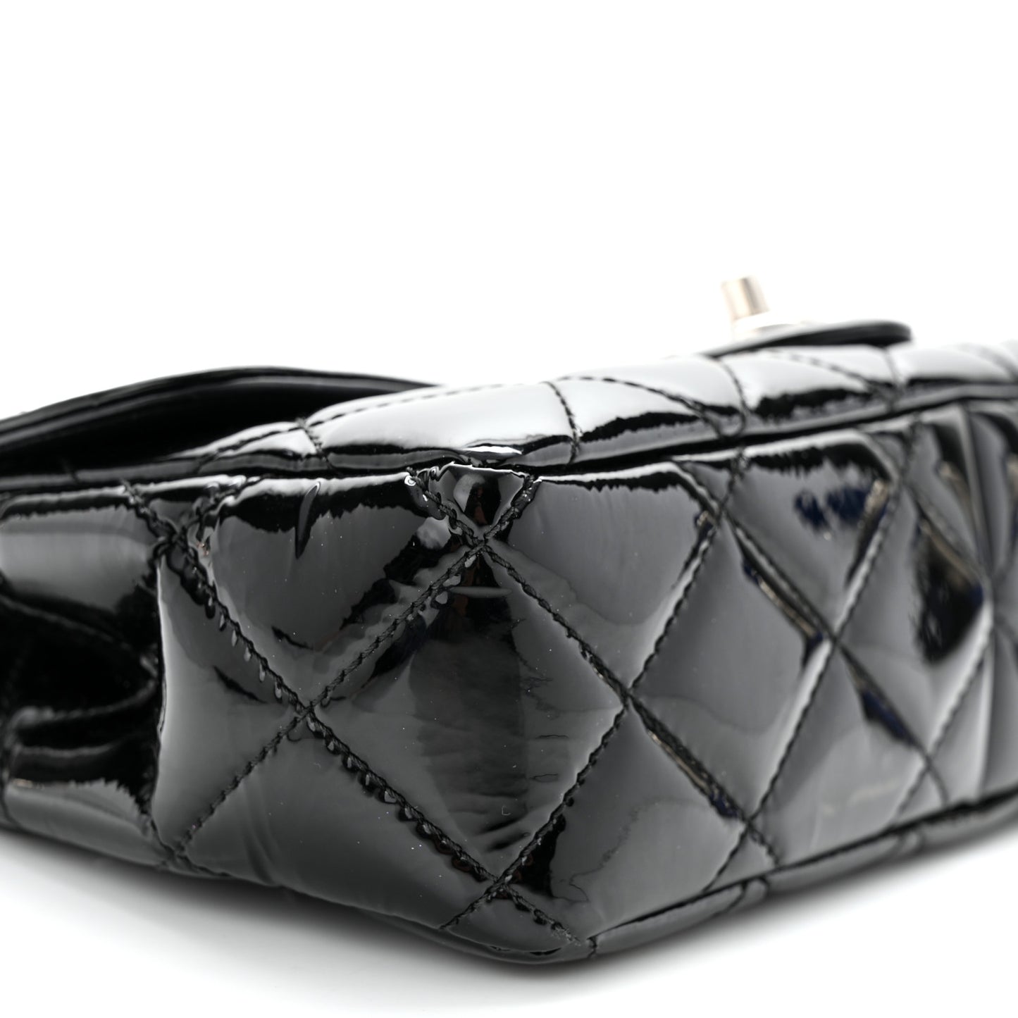Patent Quilted Small Coco Shine Flap Black