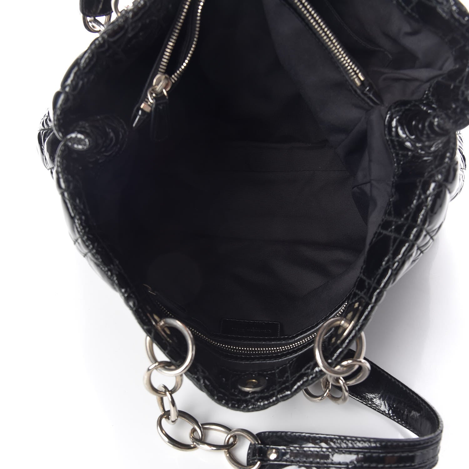 Christian Dior Patent Cannage Large Dior Soft Shopping Tote Black 9 of 13