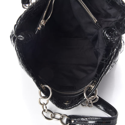 Christian Dior Patent Cannage Large Dior Soft Shopping Tote Black 9 of 13