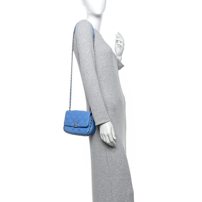 Chanel Lambskin Enamel Quilted Small Chain Frame Flap Blue 2 of 11