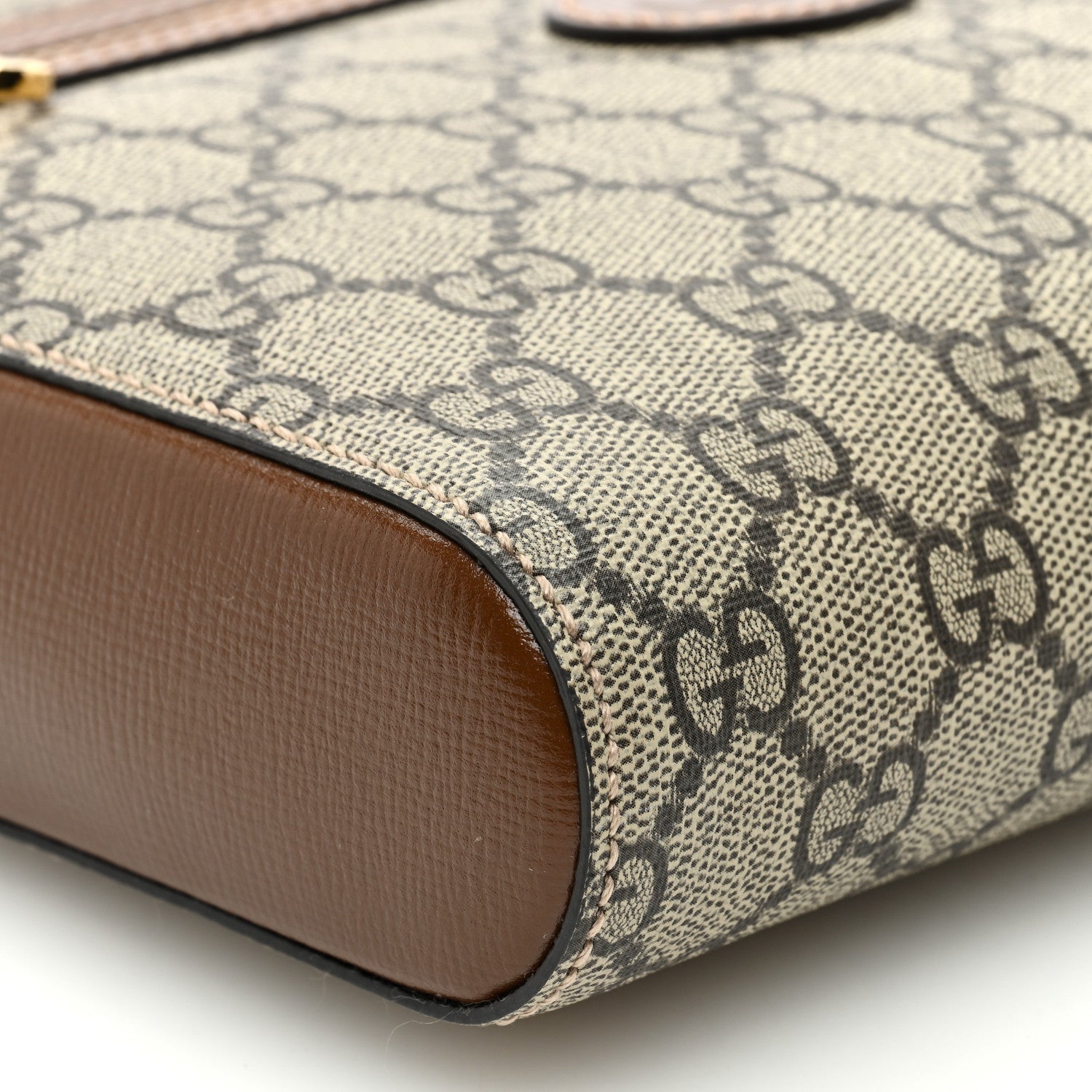 Gucci GG Supreme Monogram Azalea Calfskin Retro Interlocking G Flat Messenger Bag Beige Ebony Brown Sugar 8 of 9