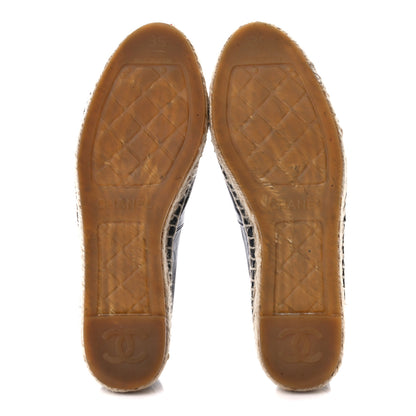 Chanel Lambskin CC Espadrilles 35 Navy Black 5 of 11