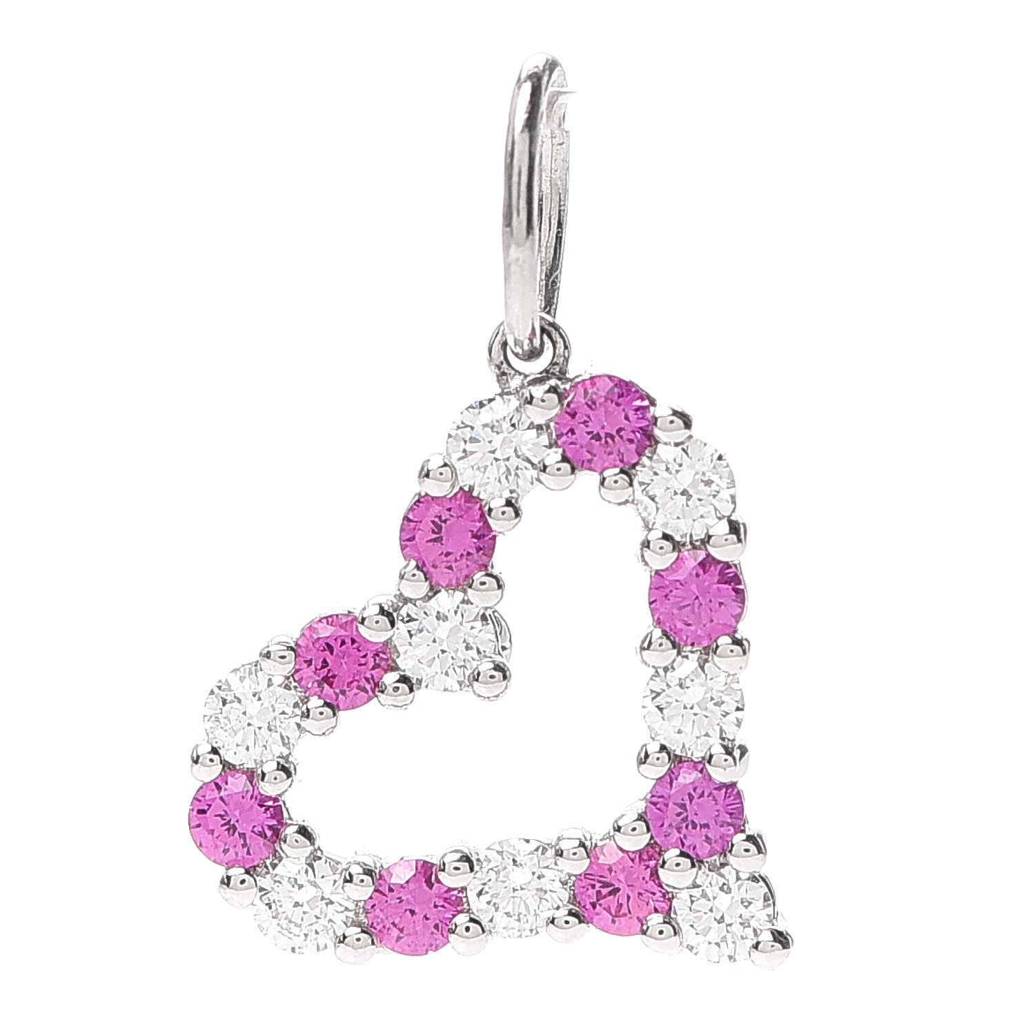 Tiffany Platinum Diamond Pink Sapphire Mini Heart Charm 1 of 4