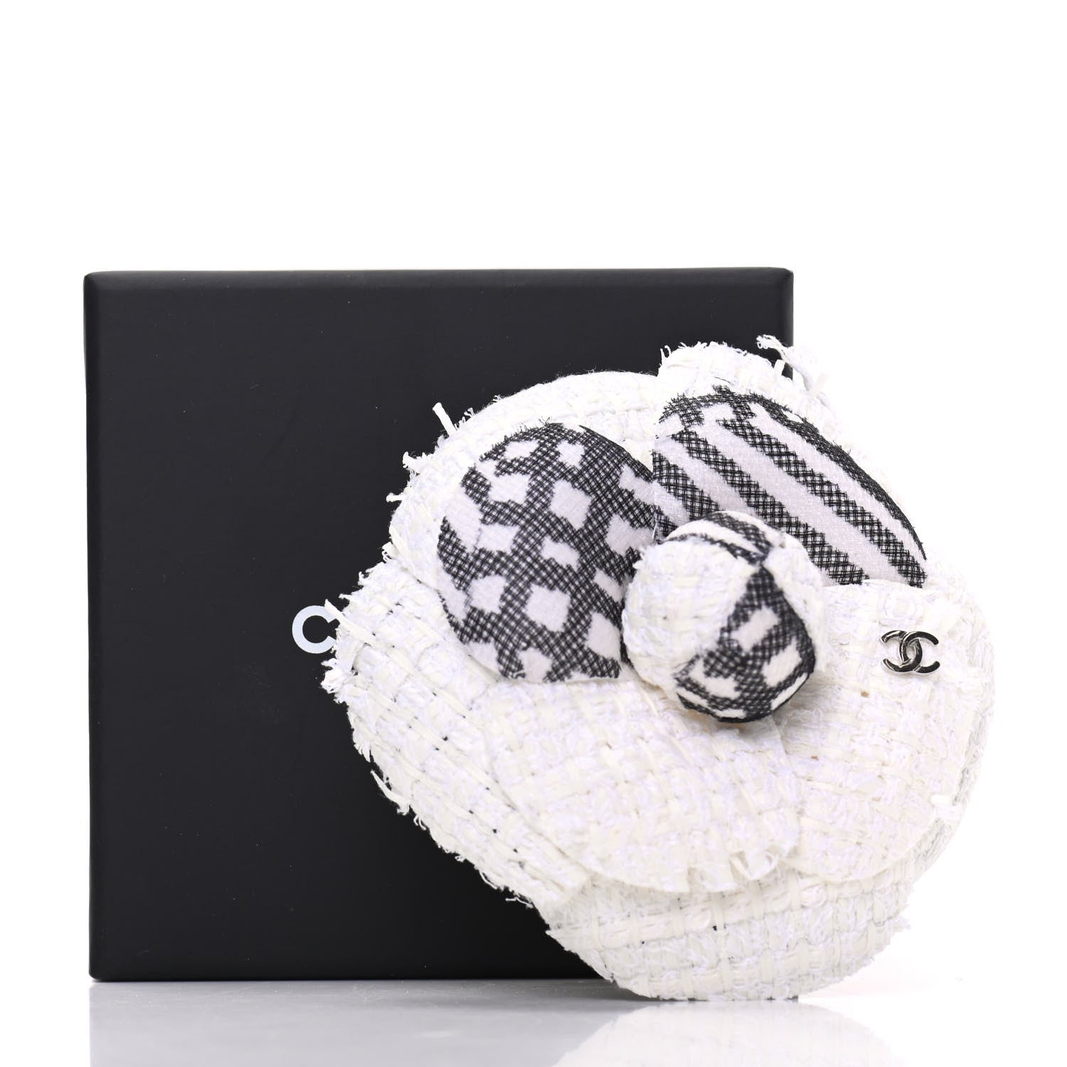 Chanel Fantasy Tweed Camellia Pin Brooch Ivory 5 of 5