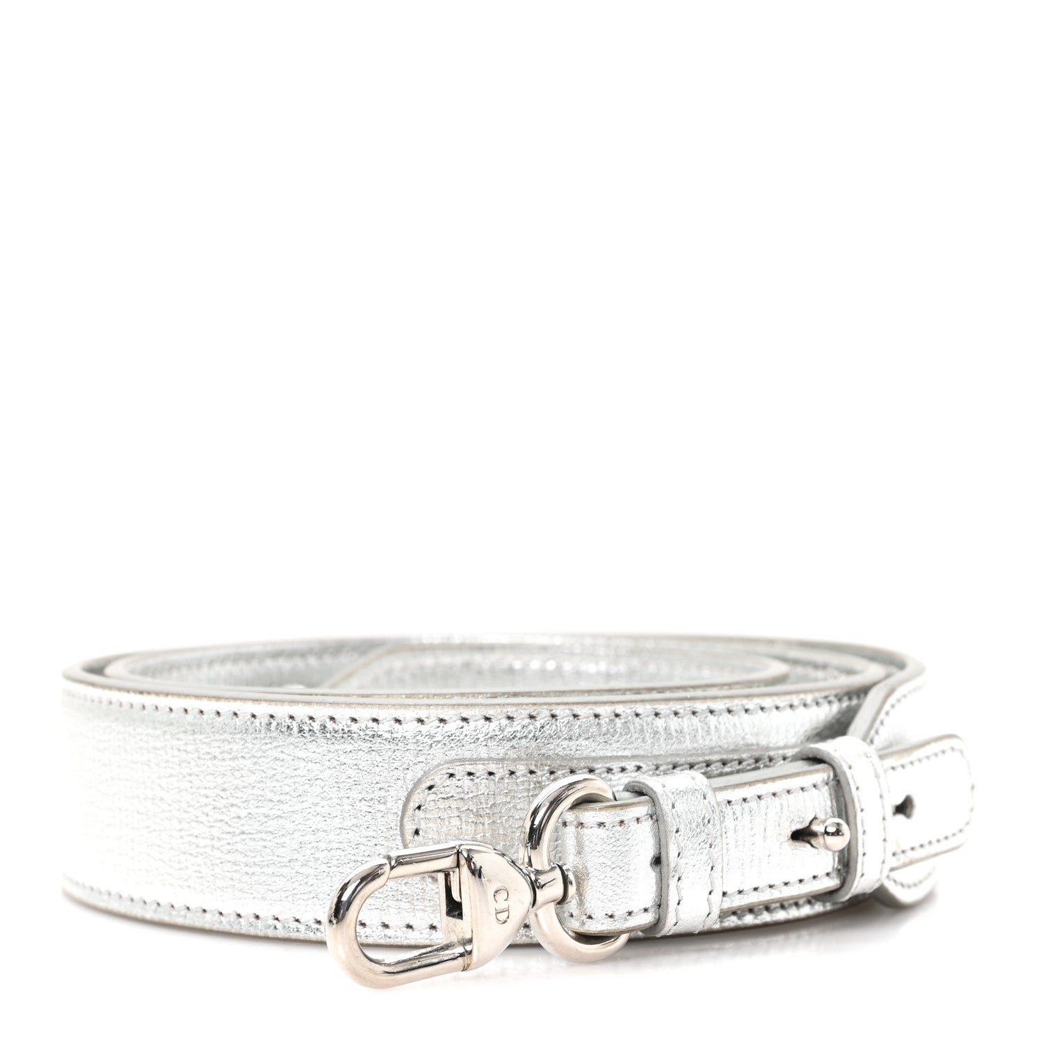 Christian Dior Metallic Grained Calfskin Lucky Badges Shoulder Strap  Silver 1 of 3