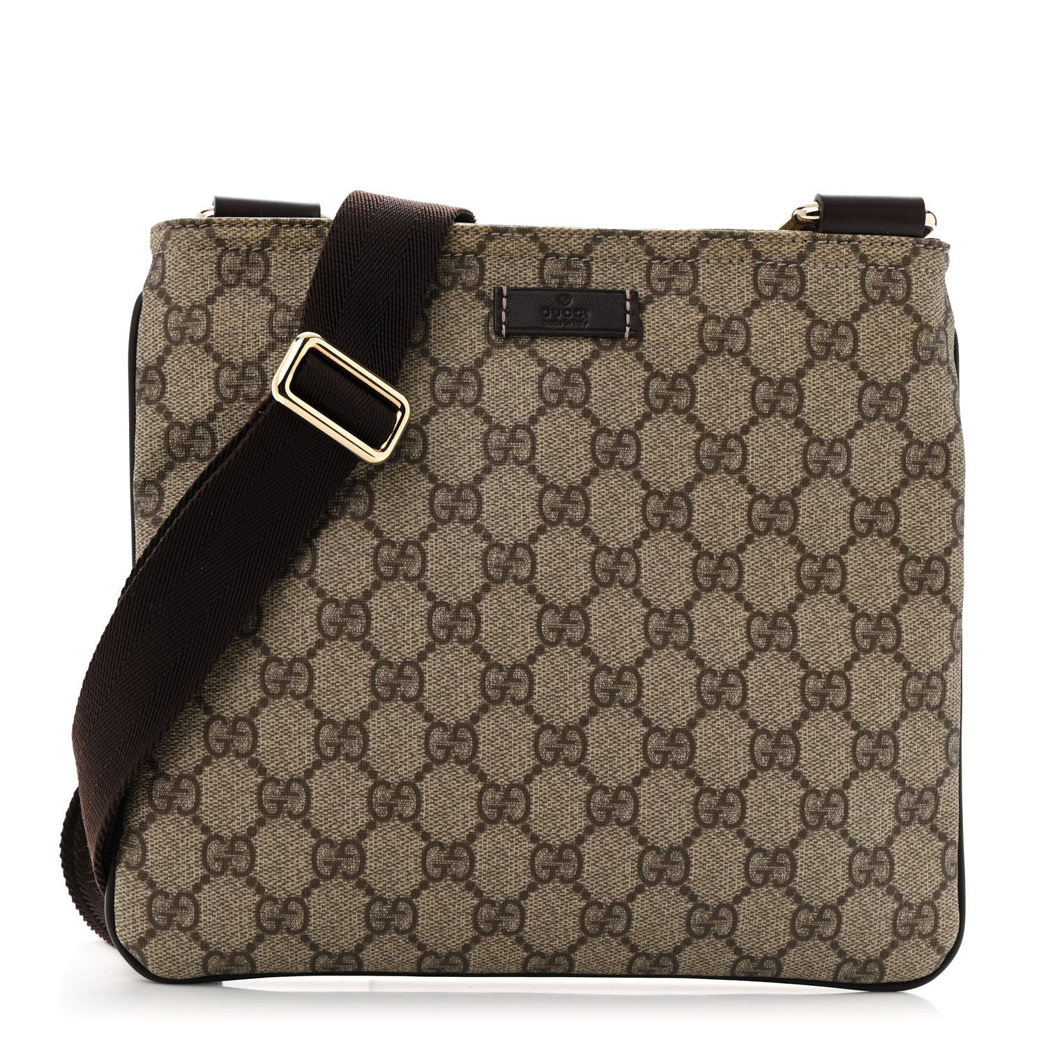 Gucci GG Supreme Monogram Small Flat Messenger Bag Dark Brown 1 of 10