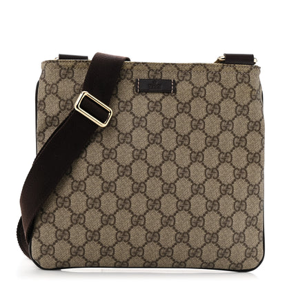 Gucci GG Supreme Monogram Small Flat Messenger Bag Dark Brown 1 of 10