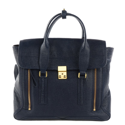 3.1 Phillip Lim 3.1 Textured Calfskin Large Pashli Satchel Ink 1 of 8