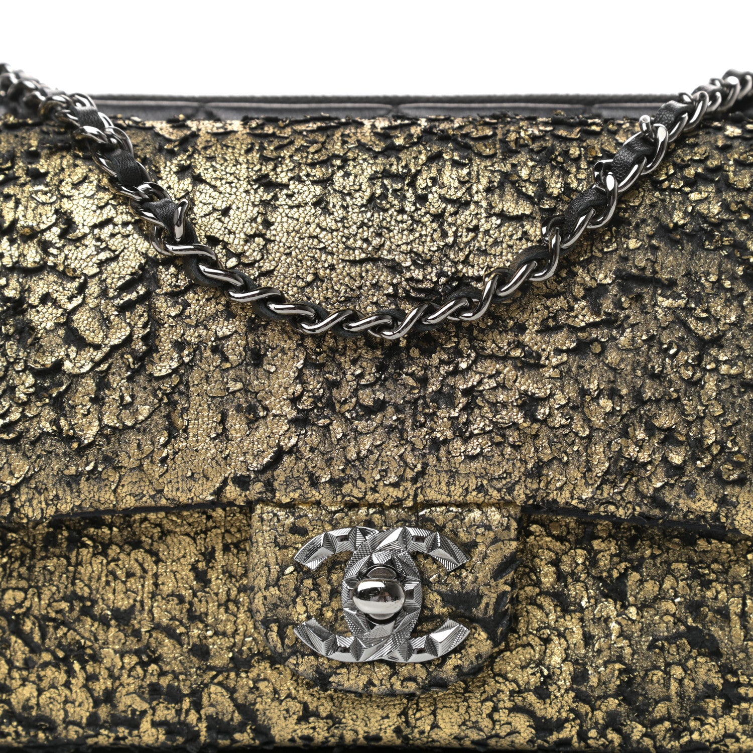 Chanel Lambskin Mineral Nights Wristlet Gold Black 9 of 9