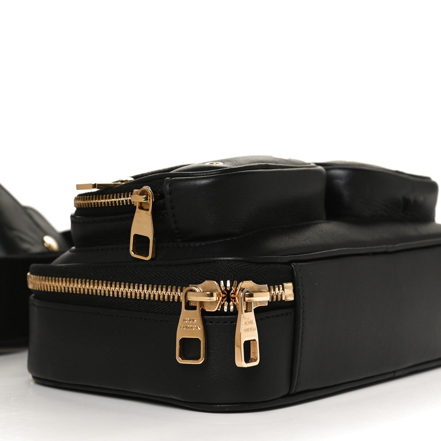 Calfskin Monogram Embossed Utility Crossbody Black