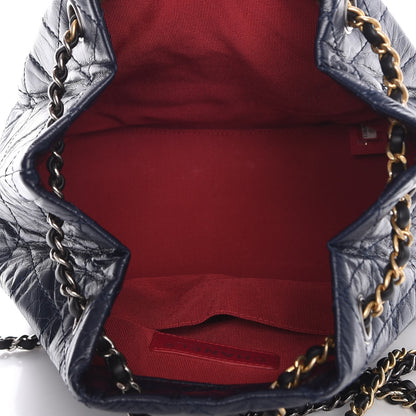 Chanel Aged Calfskin Quilted Small Gabrielle Backpack Blue Black 5 of 10