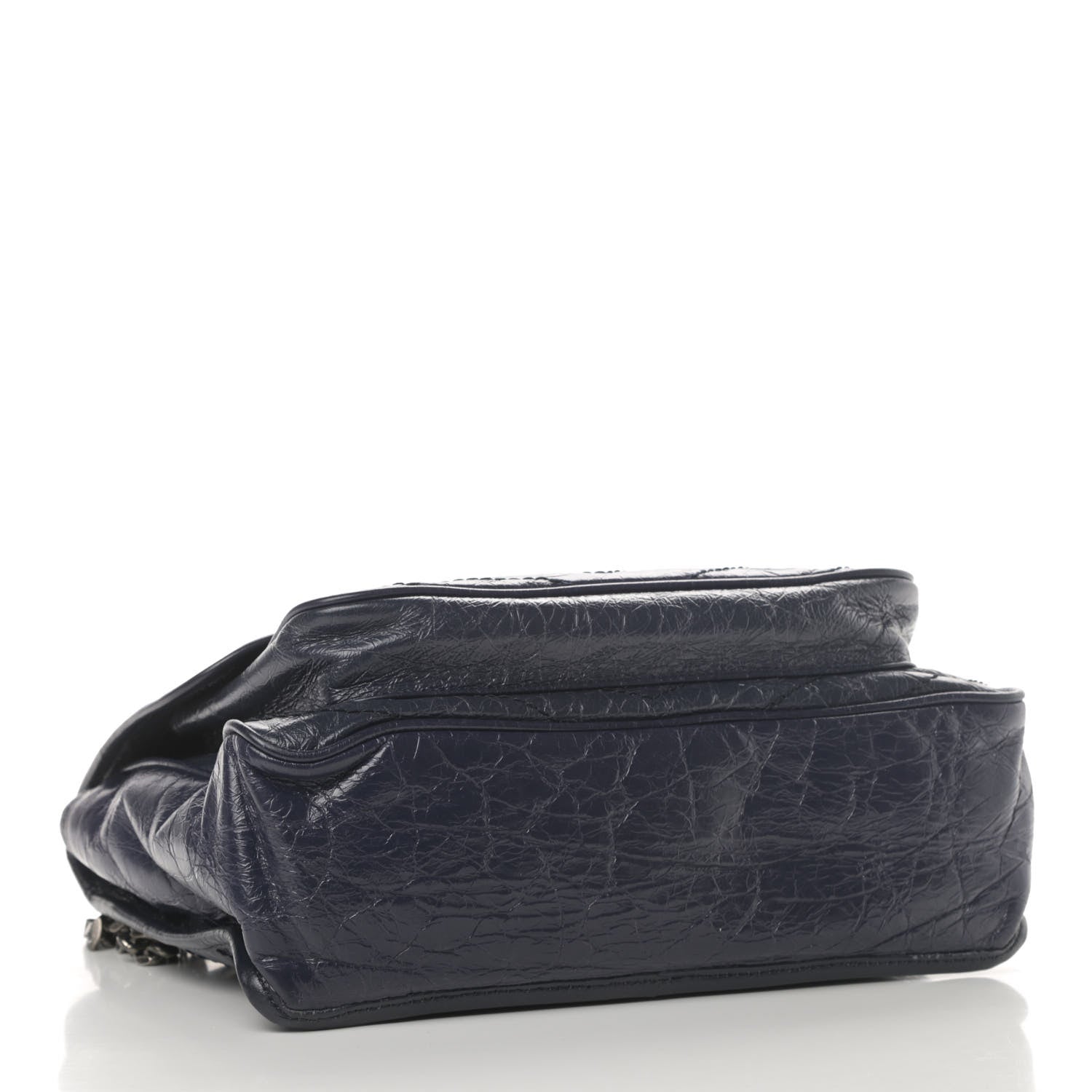 Saint Laurent Crinkled Calfskin Matelasse Monogram Medium Niki Chain Satchel Deep Marine 3 of 4