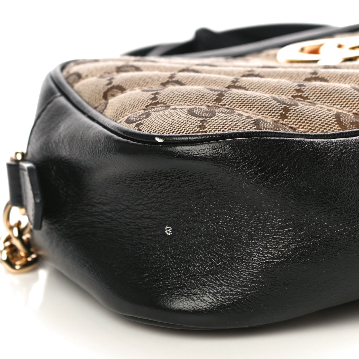 Monogram Matelasse Diagonal Small GG Marmont Chain Shoulder Bag Beige Black