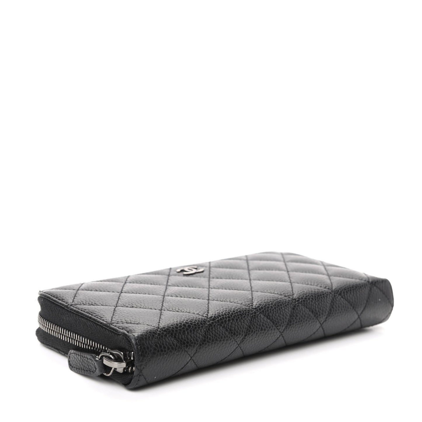 Caviar Quilted Large Gusset Zip Around Wallet Black