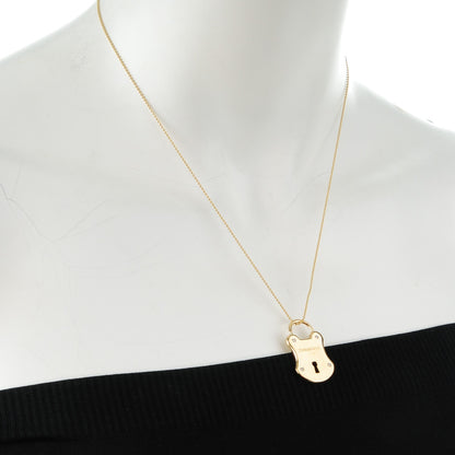 Tiffany 18K Yellow Gold Diamond Emblem Lock Pendant Necklace 2 of 7
