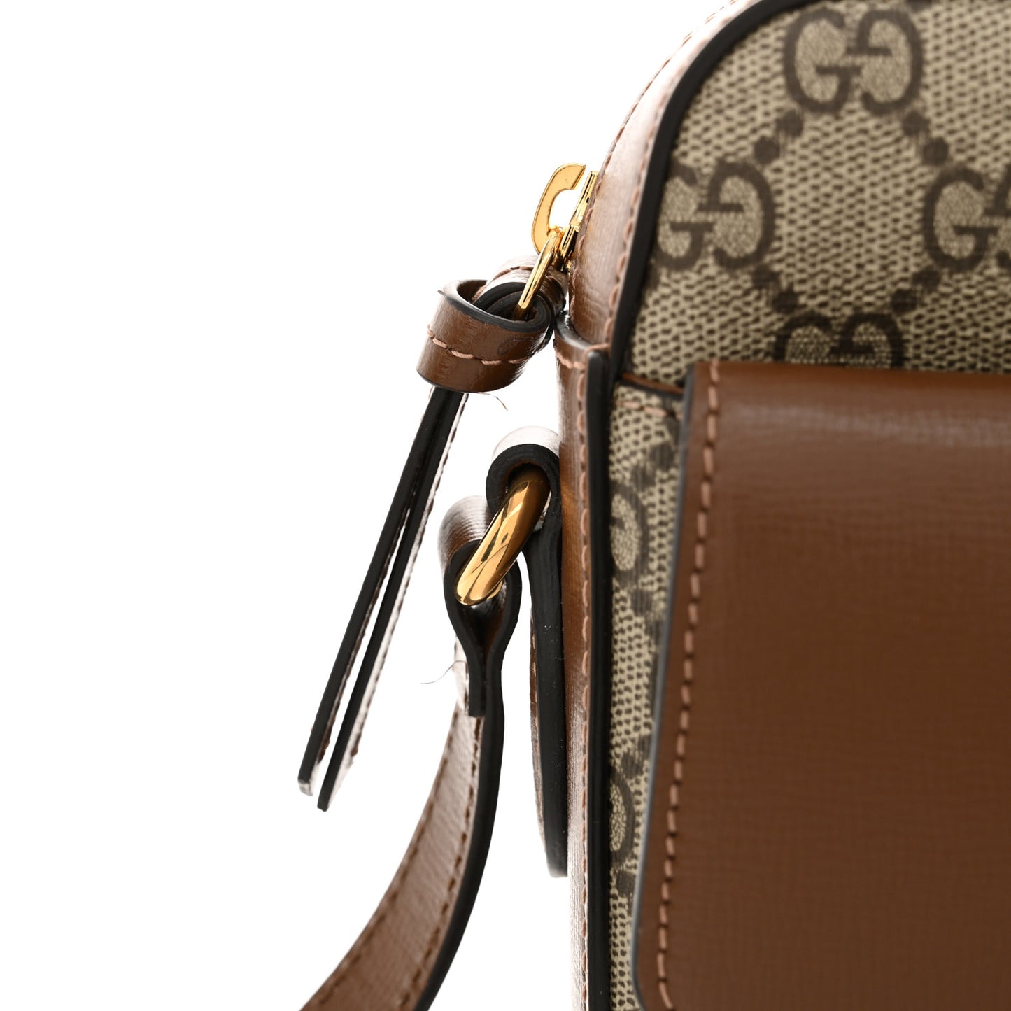 GG Supreme Monogram Small Horsebit 1955 Shoulder Bag Beige Brown Sugar