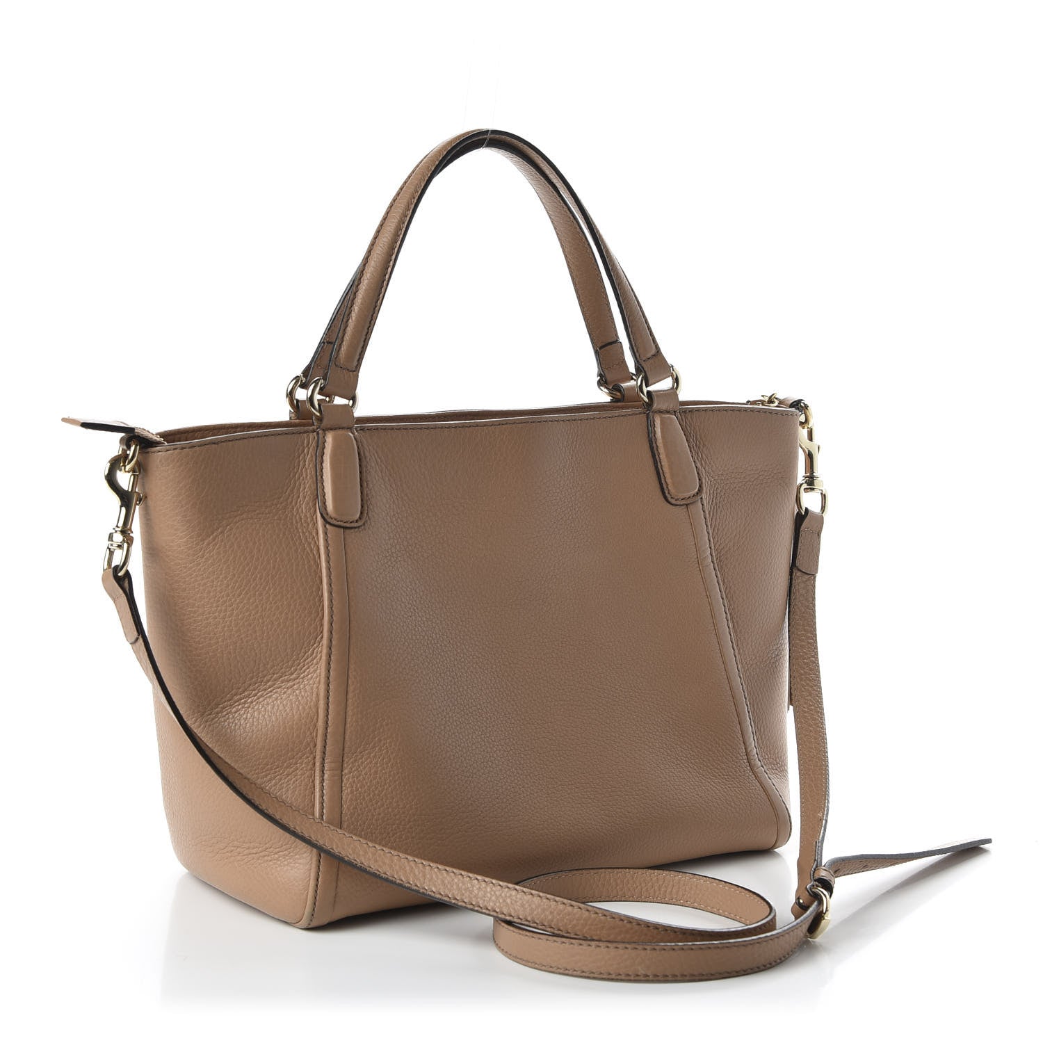 Gucci Pebbled Calfskin Small Soho Top Handle Bag Camelia 3 of 12