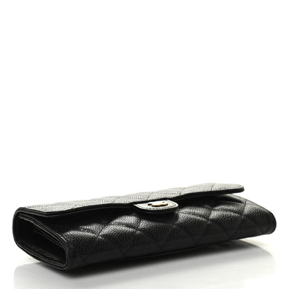 Chanel Caviar Quilted Large Gusset Flap Wallet Black 2 of 8