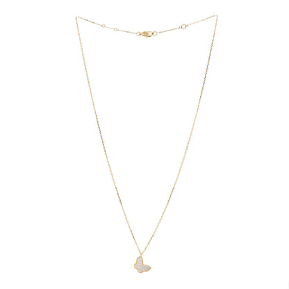 Van Cleef & Arpels 18K Yellow Gold Mother of Pearl Sweet Alhambra Butterfly Pendant Necklace 3 of 5