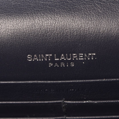 Saint Laurent Calfskin Crocodile Embossed Kate Monogram Tassel Chain Wallet Deep Marine 8 of 9