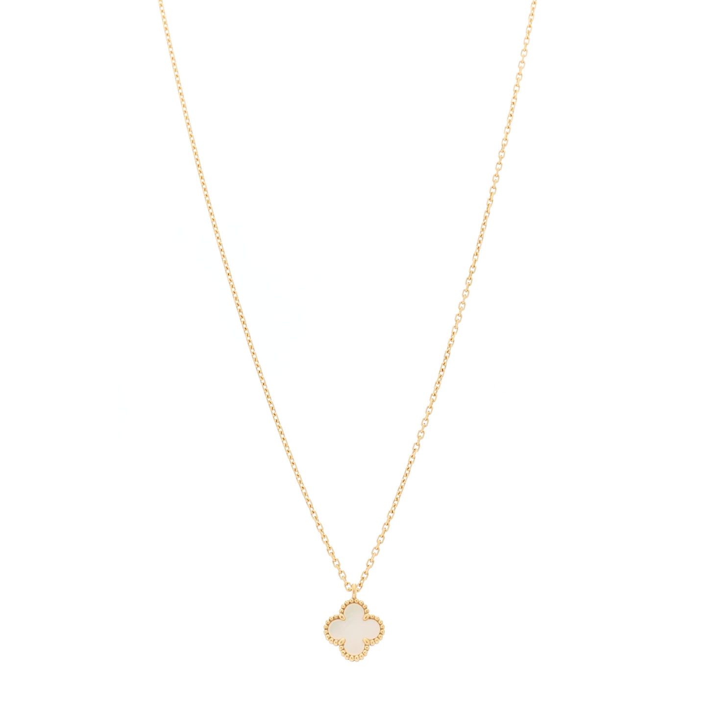 18K Yellow Gold Mother of Pearl Sweet Alhambra Pendant Necklace