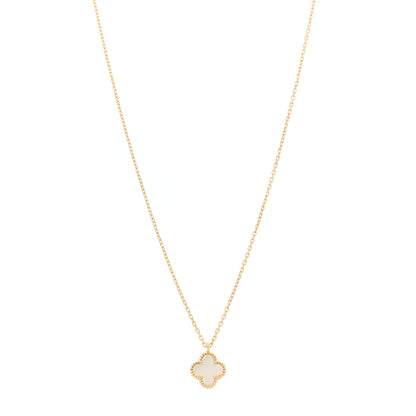 Van Cleef & Arpels 18K Yellow Gold Mother of Pearl Sweet Alhambra Pendant Necklace 1 of 6